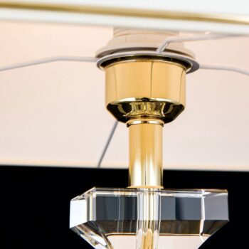 Stolná lampa Pohár s krištáľmi, zlatá/krémová
