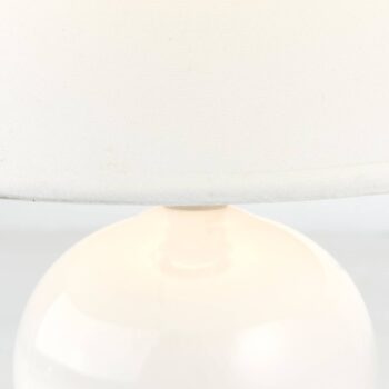 Stolná lampa Primo, biela, Ø 19 cm, textil/keramika