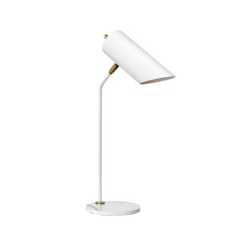 Stolná lampa Quinto, biela/starožitná mosadz