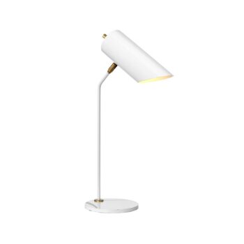 Stolná lampa Quinto, biela/starožitná mosadz