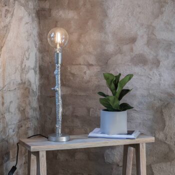 Stolná lampa Ramo, strieborná farba, kov, výška 53 cm