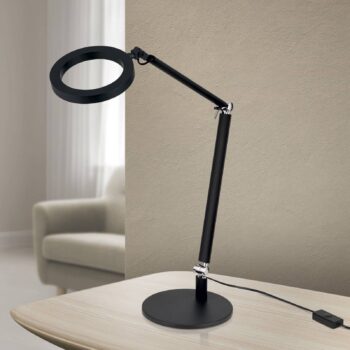 Stolná lampa Ringo LED, čierna, kovová, nastaviteľná, stmievateľná