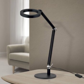 Stolná lampa Ringo LED, čierna, kovová, nastaviteľná, stmievateľná