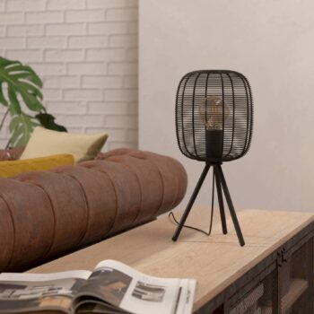 Stolná lampa Rinroe, výška 44 cm, čierna, oceľ