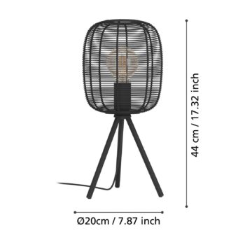 Stolná lampa Rinroe, výška 44 cm, čierna, oceľ