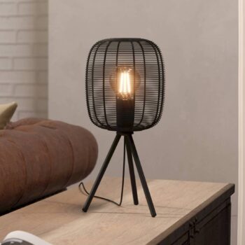 Stolná lampa Rinroe, výška 44 cm, čierna, oceľ