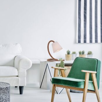 Stolná lampa Rope textilné tienidlo prírodné lano