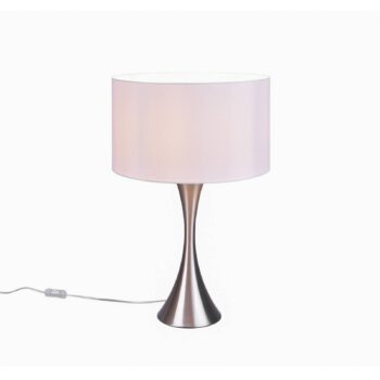 Stolná lampa Sabia, Ø 40 cm, biela/niklová