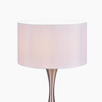 Stolná lampa Sabia, Ø 40 cm, biela/niklová