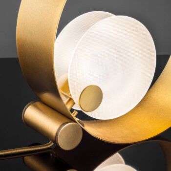 Stolná lampa Sound TL1, okrúhla, zlatý rám, G9