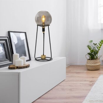 Stolná lampa Stelo tienidlo tvar sklenenej gule