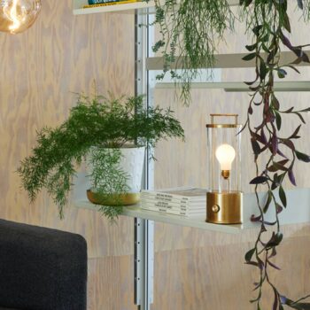 Stolná lampa Tala Muse, dobíjateľná batéria, masívna mosadz, LED lampa