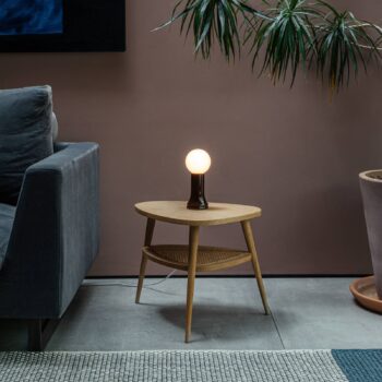 Stolná lampa Tala Shore, sklo, E27 LED lampa Globe, hnedá