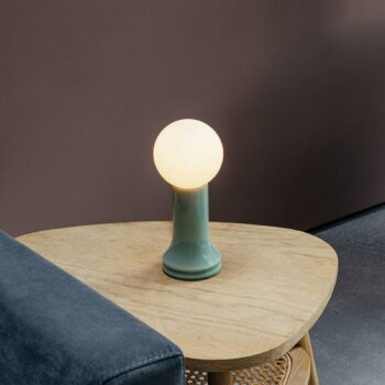 Stolná lampa Tala Shore, sklo, E27 LED lampa Globe, zelená
