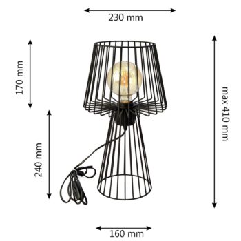 Stolná lampa Torri Mix, čierna, kov, 41 cm, E27