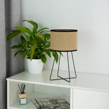 Stolná lampa Trixi s drôteným rámom hnedá/čierna, látka