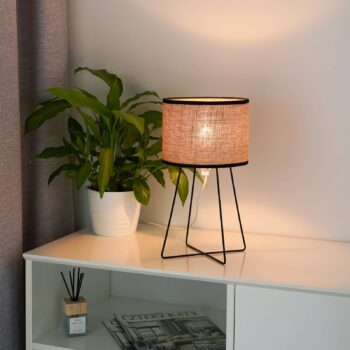 Stolná lampa Trixi s drôteným rámom hnedá/čierna, látka