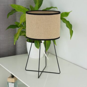 Stolná lampa Trixi s drôteným rámom hnedá/čierna, látka