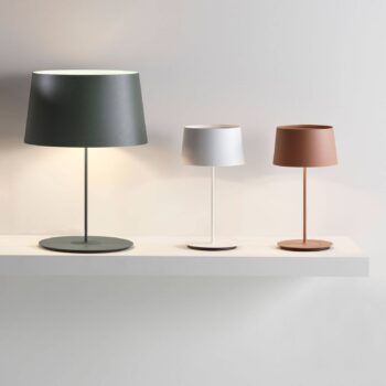 Stolná lampa Vibia Warm 4896, Ø 22 cm, biela