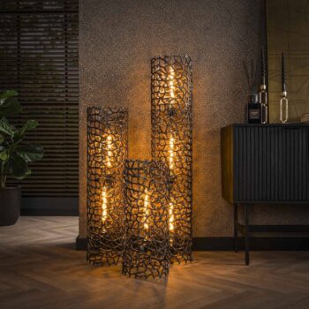 Stolná lampa Weaver, niklová farba, výška 61 cm, hliník