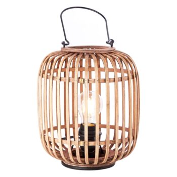 Stolná lampa Woodrow, rukoväť, ratan, svetlohnedá
