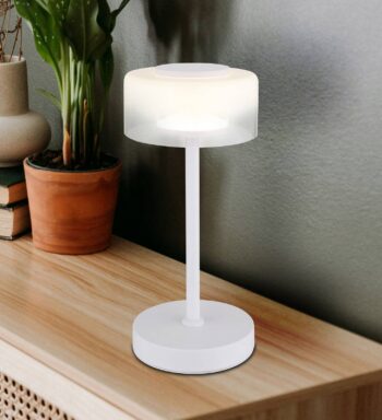 Stolová LED lampa Belinda, biela, výška 33 cm, kov