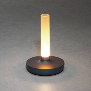 Stolová LED lampa Biarritz, IP54 batéria CCT sivá