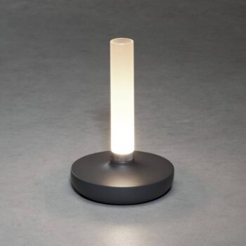 Stolová LED lampa Biarritz, IP54 batéria CCT sivá