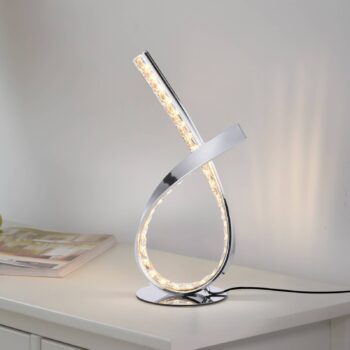 Stolová LED lampa Brilla, stmievateľná, chróm
