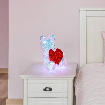 Stolová LED lampa Brondar medveď, červená, výška 32 cm