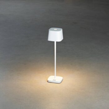 Stolová LED lampa Capri-Mini do exteriéru, biela