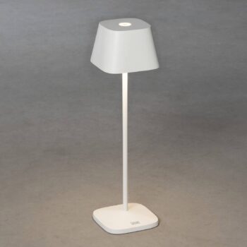 Stolová LED lampa Capri do exteriéru, biela