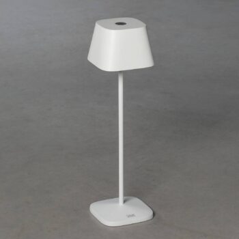 Stolová LED lampa Capri do exteriéru, biela