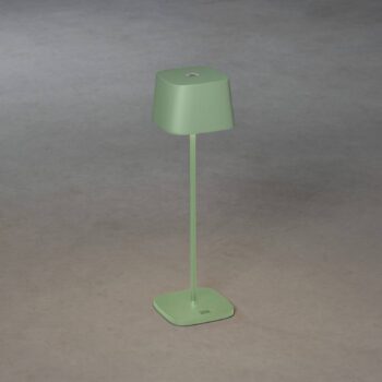 Stolová LED lampa Capri do exteriéru, zeleno-sivá