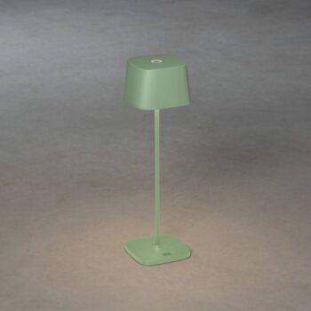 Stolová LED lampa Capri do exteriéru, zeleno-sivá