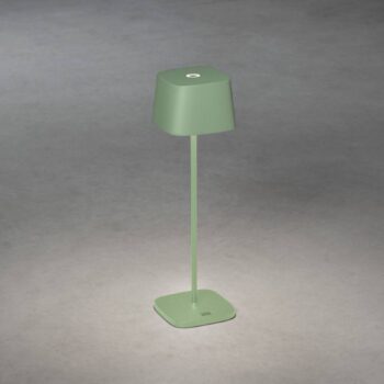 Stolová LED lampa Capri do exteriéru, zeleno-sivá