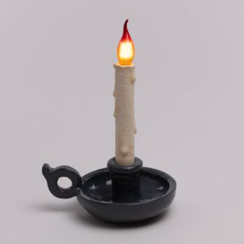 Stolová LED lampa Grimm Bugia v tvare sviečky sivá