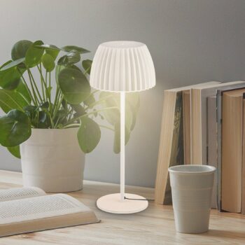Stolová LED lampa Loca, starobiela, výška 36 cm, kov/plast