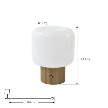 Stolová LED lampa Lucande Katrin Palm, béžová, sklo