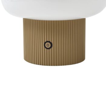Stolová LED lampa Lucande Katrin Palm, béžová, sklo