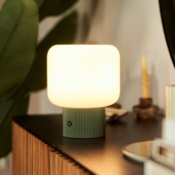 Stolová LED lampa Lucande Katrin Palm, zelená, sklo