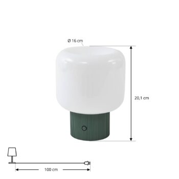 Stolová LED lampa Lucande Katrin Palm, zelená, sklo