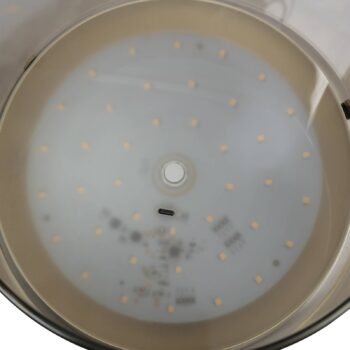 Stolová LED lampa Lumeo, Ø 21 cm, mosadzová/dymovo sivá