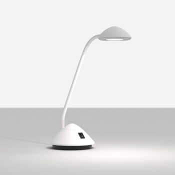 Stolová LED lampa MAULarc, biela, výška 38 cm, flexibilná