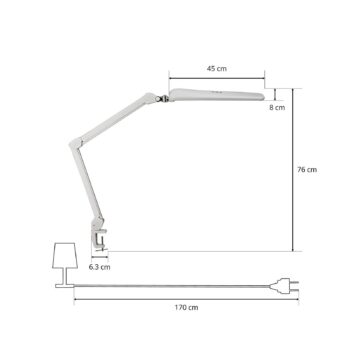 Stolová LED lampa MAULcraft, biela, 52 cm, podstavec s objímkou, stmievateľné