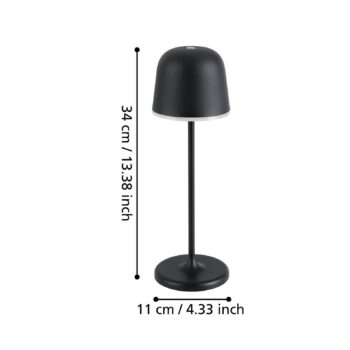 Stolová LED lampa Mannera s batériou, čierna