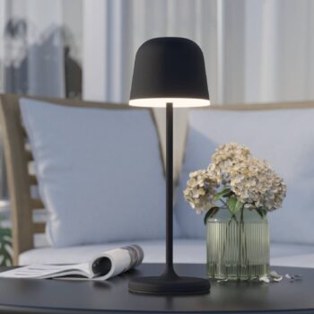 Stolová LED lampa Mannera s batériou, čierna