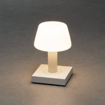 Stolová LED lampa Monaco exteriér, batéria, biela