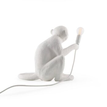 Stolová LED lampa Monkey Lamp, biela, sediaca