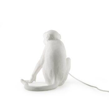 Stolová LED lampa Monkey Lamp, biela, sediaca